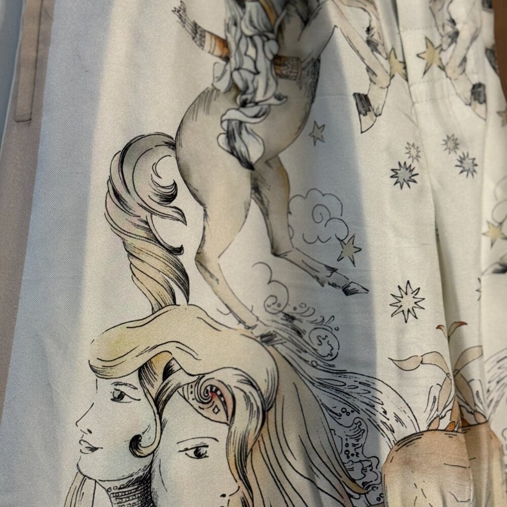Zara Cream and Tan Illustrated Wide-Leg Trousers - Picture 5 of 6